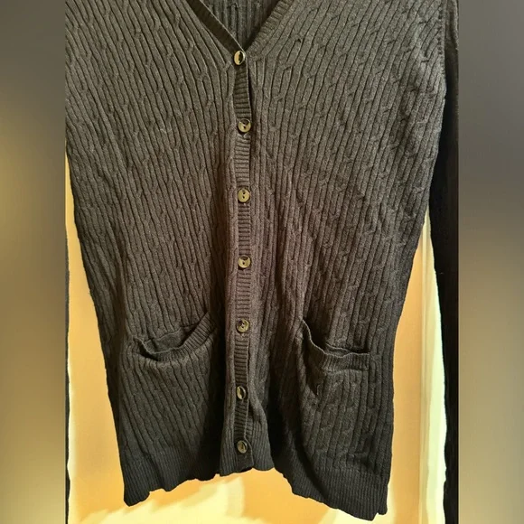 NWOT Jones New York Women’s Sweater Cardigan Top In Black Size PM - Picture 4 of 9